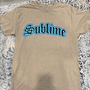 NWOT Tan T-Shirt with Blue 'Sublime' Graphic sz m